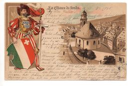 PRÄGE-LITHO Wappen LA CHAUX-DE-FONDS gel. 1905 n. West-Wood