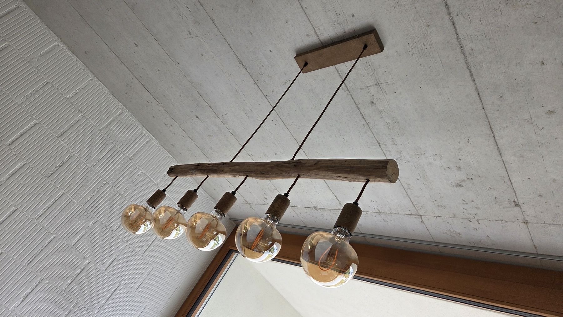 Lampen: Hanging lamp wood 5 bulbs industrial excellent condition – Gebraucht aus Islisberg von mar_5brw 1
