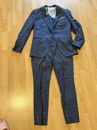 Selected Homme Anzug-Set kariert in blau, Gr. M