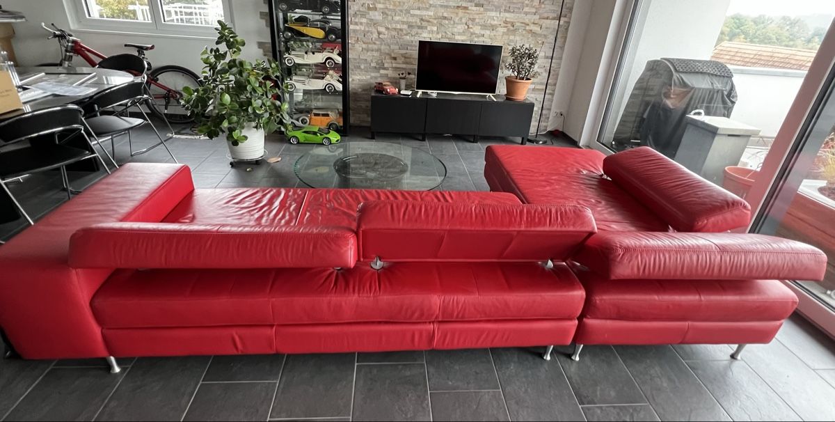 Divani: Rotes Echtleder-Sofa – Usato da Wolfwil venduto da Poulet60 2