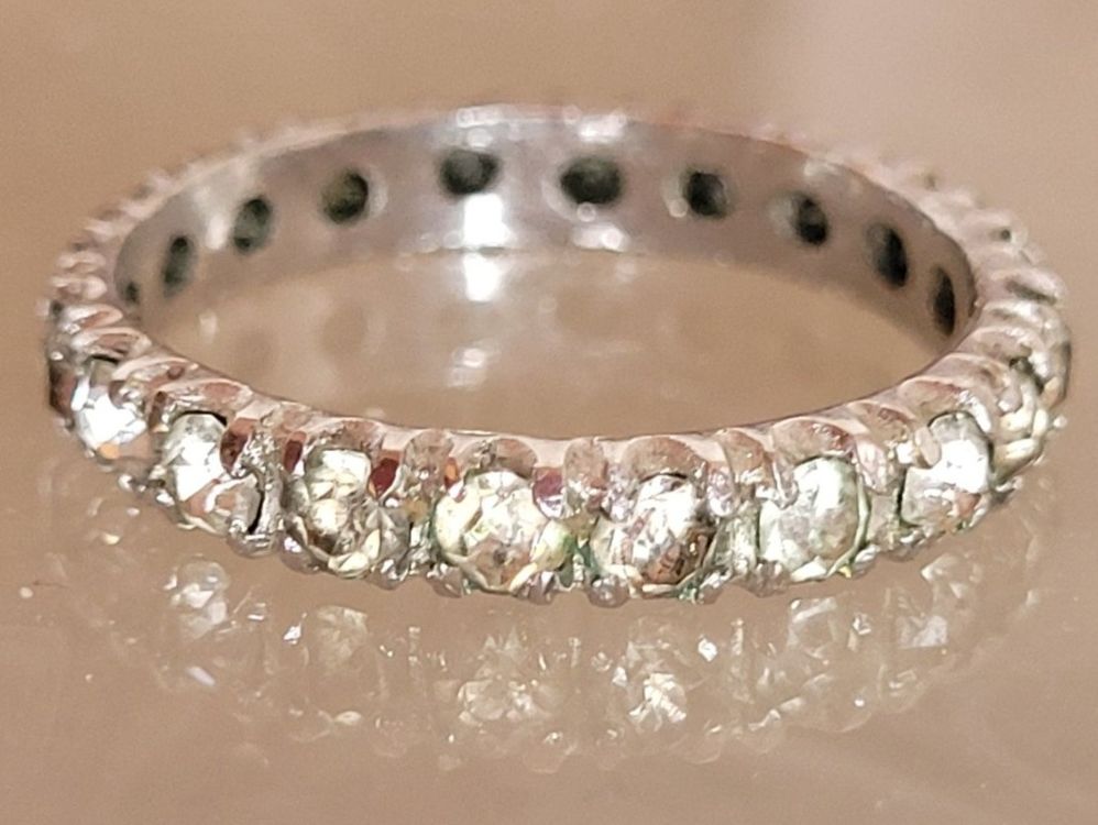 Bague En Argent Massif 925 Avec Zircons - Taille 53 - Occasion, Argent Authentique