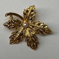 Brosche Blattgold Vintage