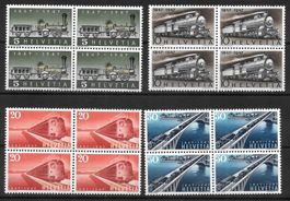 Viererblockserie 277-280 100 Jahre CH Eisenbahn ** 9.8.1947