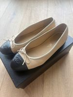 Chanel Ballerinas Beige & Black, Size 38, Authentic