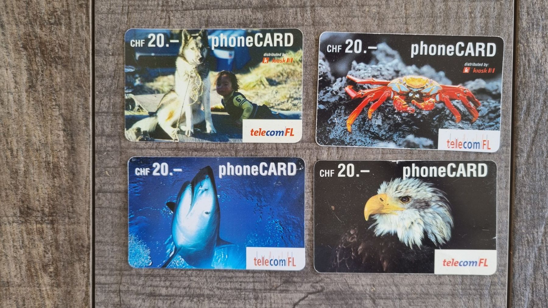 Schede telefoniche: 4x Telecom FL CHF 20.- Phonecards Tierwelt Sammlung – Usato da Bözberg venduto da heinz-d