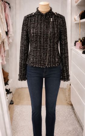 ZARA Elegante Tweed-Bikerjacke, Gr. M