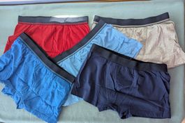 Boxershorts Jungs 5er Pack Blau Rot Grau Grösse 158/164