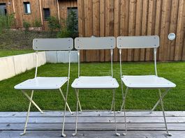 Gartenstühle weiss aus Metall | 3 Stück