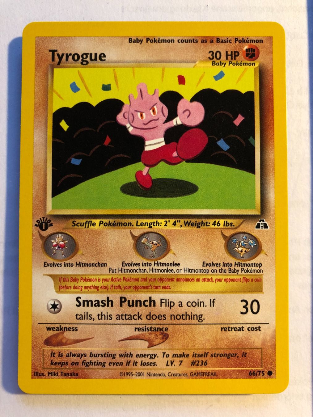 Sammelbilder & Trading cards: Tyrogue 1st Neo Discovery - MINT - ab 1.- – Gebraucht aus Giubiasco von dan_pr8b