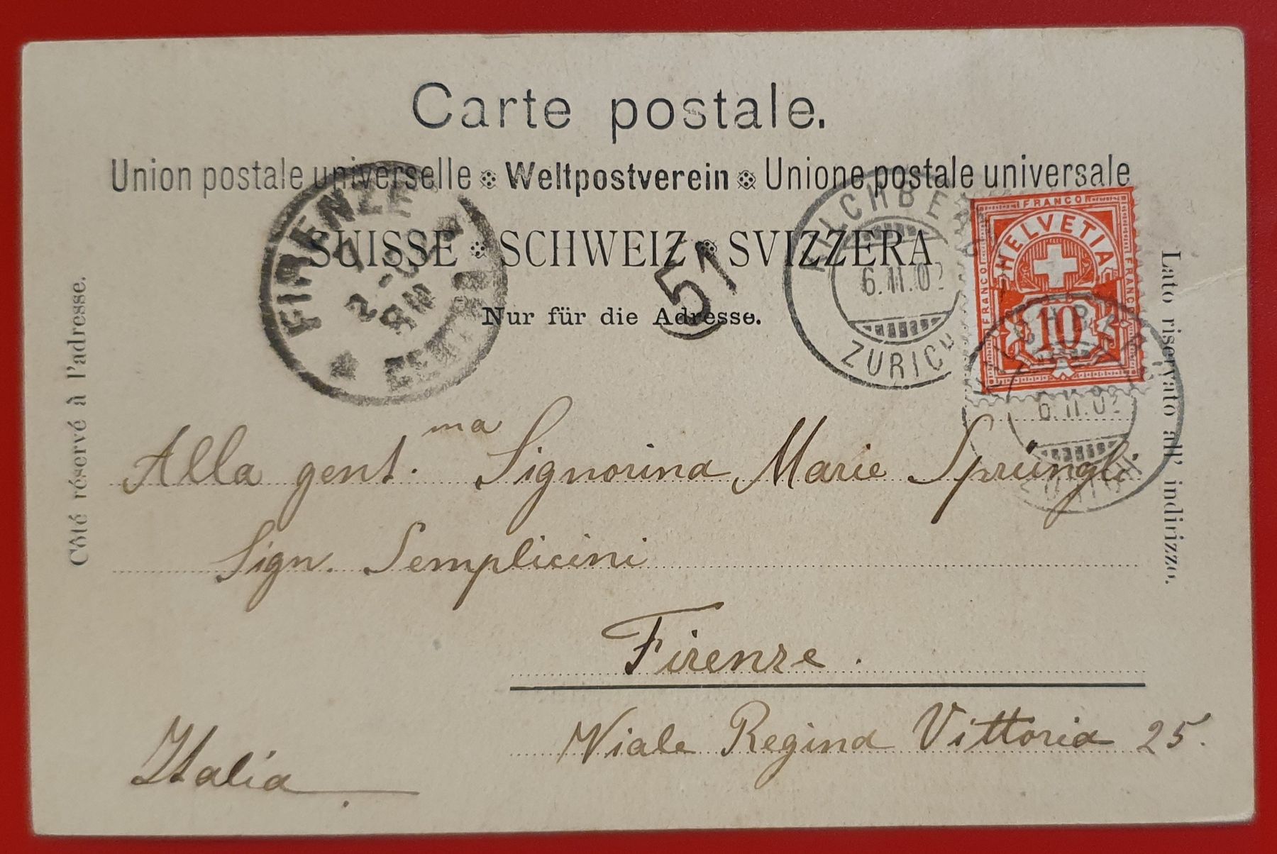 Cartoline postali: Bendlikon - Kilchberg 1902 – Usato da Kreuzlingen venduto da Rschweiz1 1