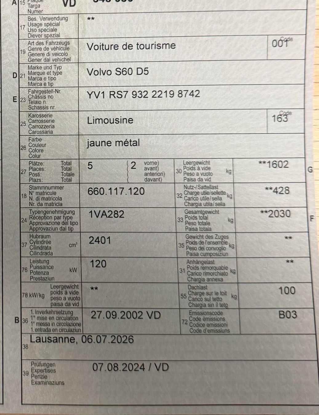 Volvo Automobili: S60 D5 Manual – Usato da Peseux venduto da tch_7l5b 9