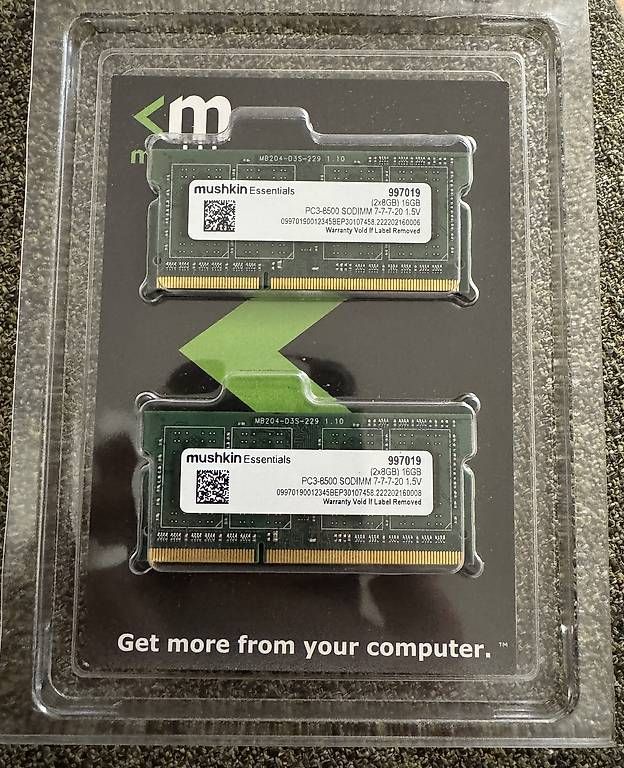 Memoria / RAM: Mushkin 2 x 8 GB PC3-8500 SO-DIMM – Usato da Volketswil venduto da IT-Mac