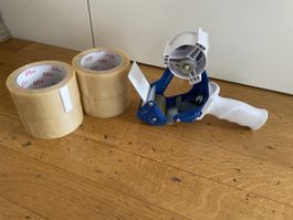 Klebebandabroller mit 4 Rollen Klebeband guter Zustand