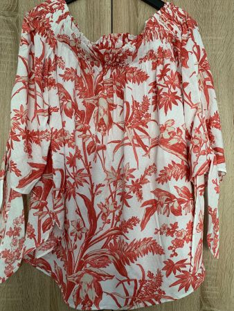 Bluse schulterfrei farbe coralle sanft weiss 44 H&M neuwerti