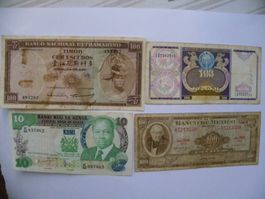 4x alte ausländische Banknoten, verschiedene Länder Top