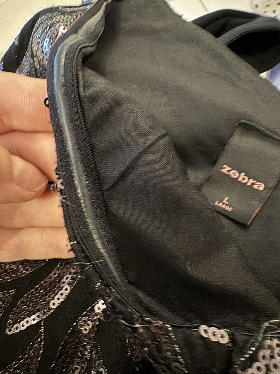 Zebra Kleider: Abito da sera Zebra L, monospalla, paillettes argento! – Gebraucht aus Grono von tes_6t5v 3
