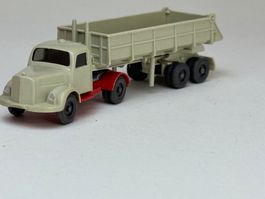 Wiking Mercedes L 3500 Pritschen Kipper Sattelzug h-gelbgrau