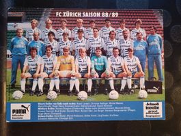 FC Zürich - Mannschaft Autogrammkarte 1988/89