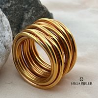 Massiver Ring Edelstahl - gelbvergoldet - Grösse 58