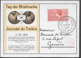 1937 Sonderkarte/Stempel BERN Tag der BM Luzern J83 ab 1.-