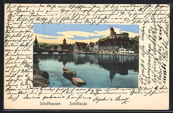 Cartoline postali: AK Schaffhausen, Schifflände, 1912 – Usato da Berlin venduto da bartko-reher