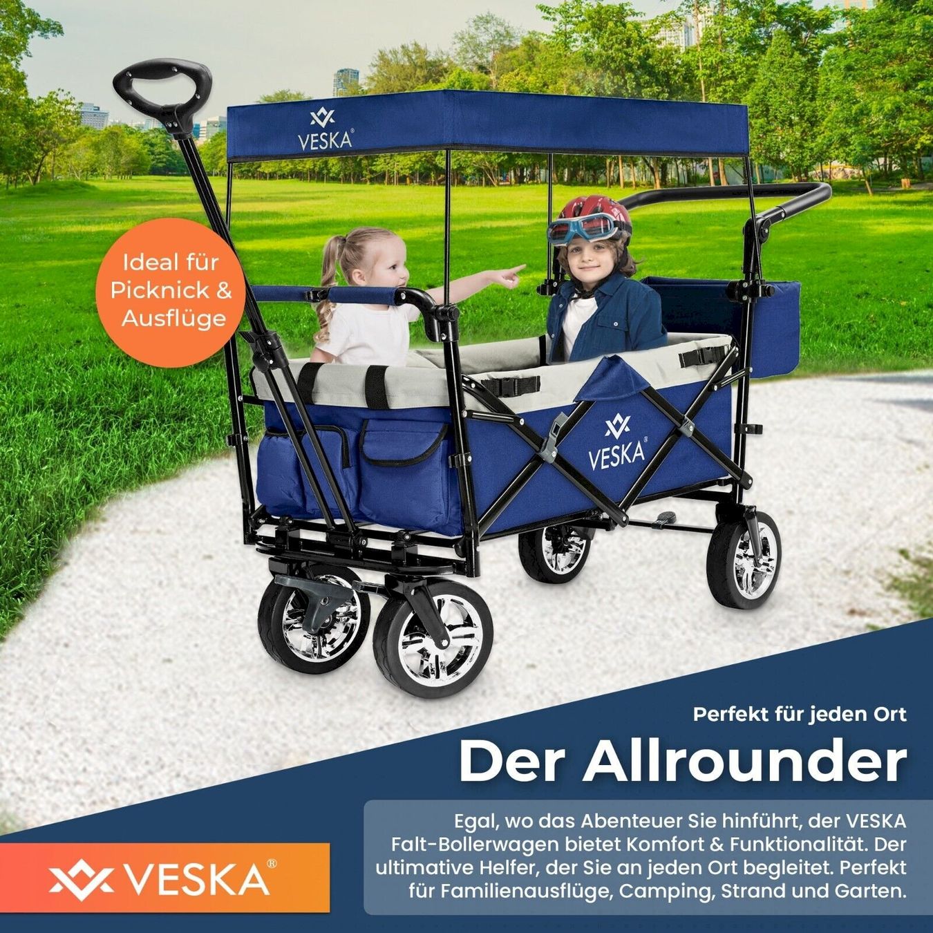 Sonstiges für Haushalt & Wohnen: VESKA Bollerwagen faltbar anthrazit/grau – Neu und originalverpackt aus Bottighofen von zaap 5
