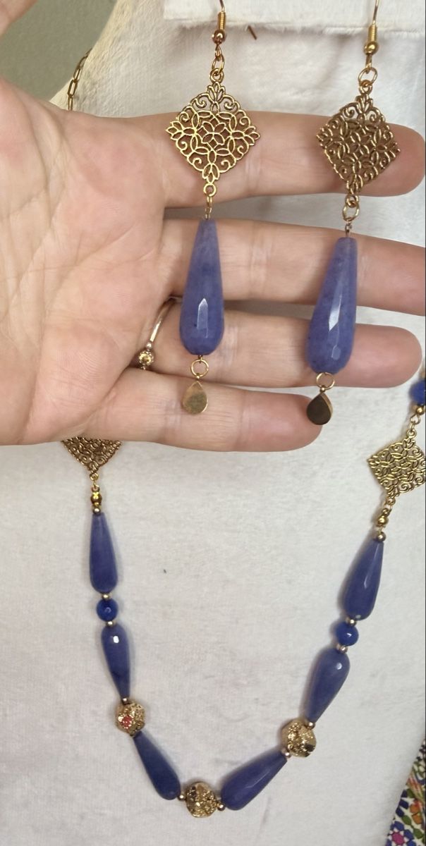 Altri gioielli: Handmade Necklace and Earrings Set Blue – Nuovo (secondo la descrizione) da Bouveret venduto da dou_g8q7 3
