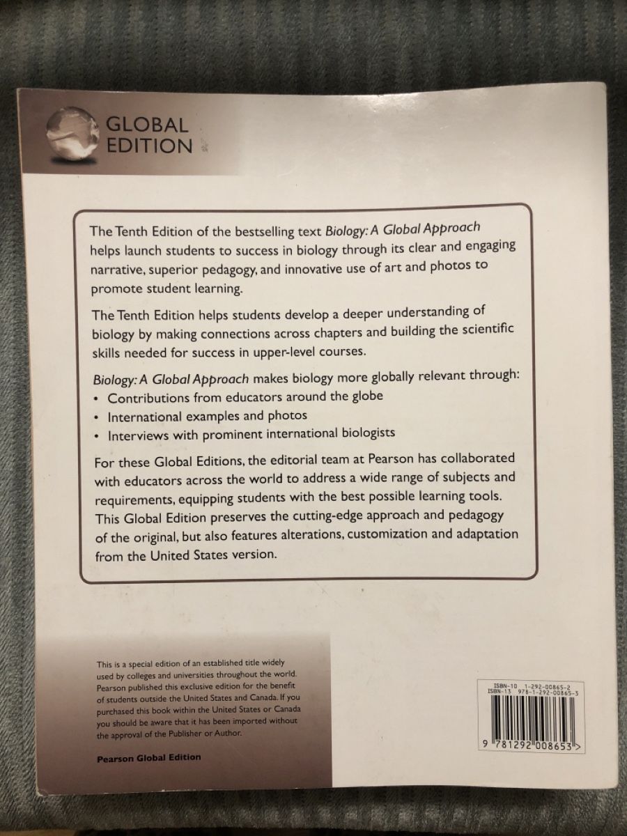 Livres: Buch Biology „A Global Approach“ – D'occasion à Zürich par sab_d82w 2