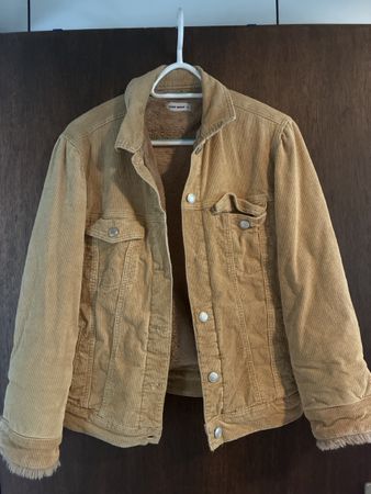 Veste en velours côtelé beige doublée 