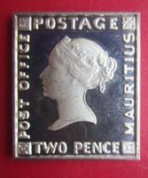 Silberbriefmarke TWO PENCE Mauritius Island 1847 - 999er