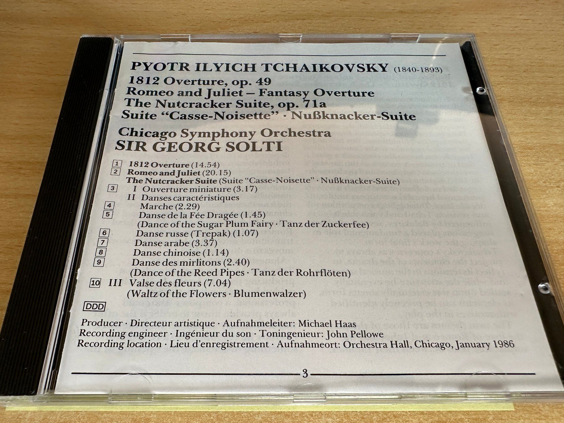 CD: I9 Tchaikovsky 1812 Overture Romeo & Juliet The Nutcracker – Usato da Rikon im Tösstal venduto da Alpenmutz