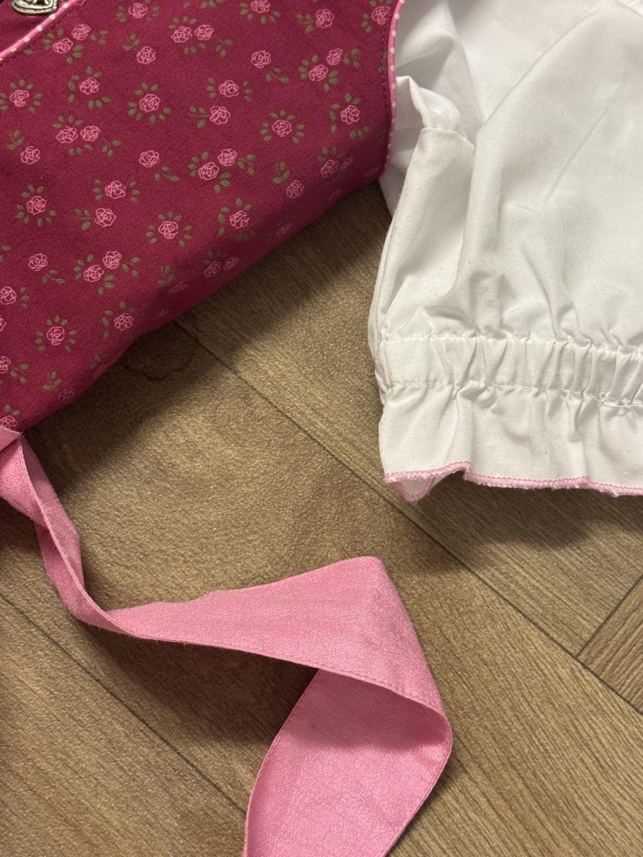 Costumi: Kinder Dirndl Kleid rot rosa mit Bluse 134 – Usato da Dietikon venduto da Monina 2