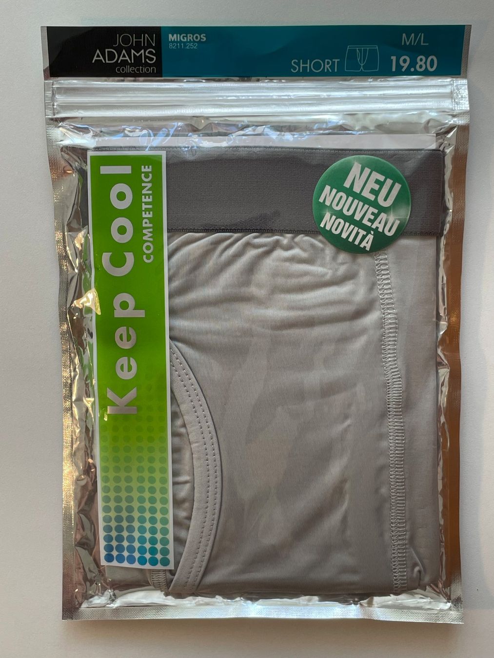 Biancheria intima: JOHN ADAMS Keep Cool Microfaser Boxershorts Gr. M/L hellgrau – Nuovo e nell'imballaggio originale da Birsfelden venduto da Paleochora
