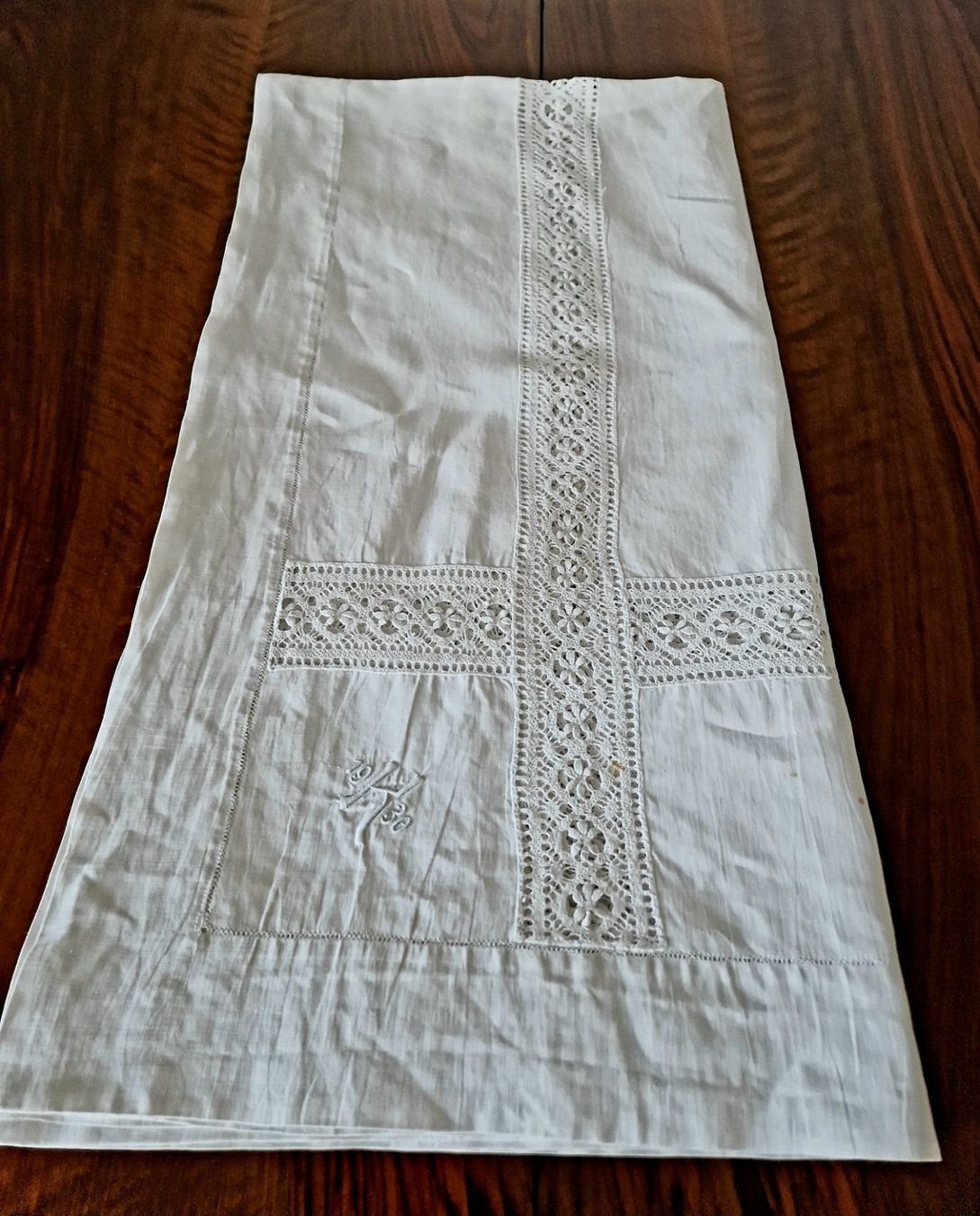 Altra biancheria da tavola: Antike Tischdecke 1930 Monogramm K – Usato da Bern venduto da Antikbatik 3