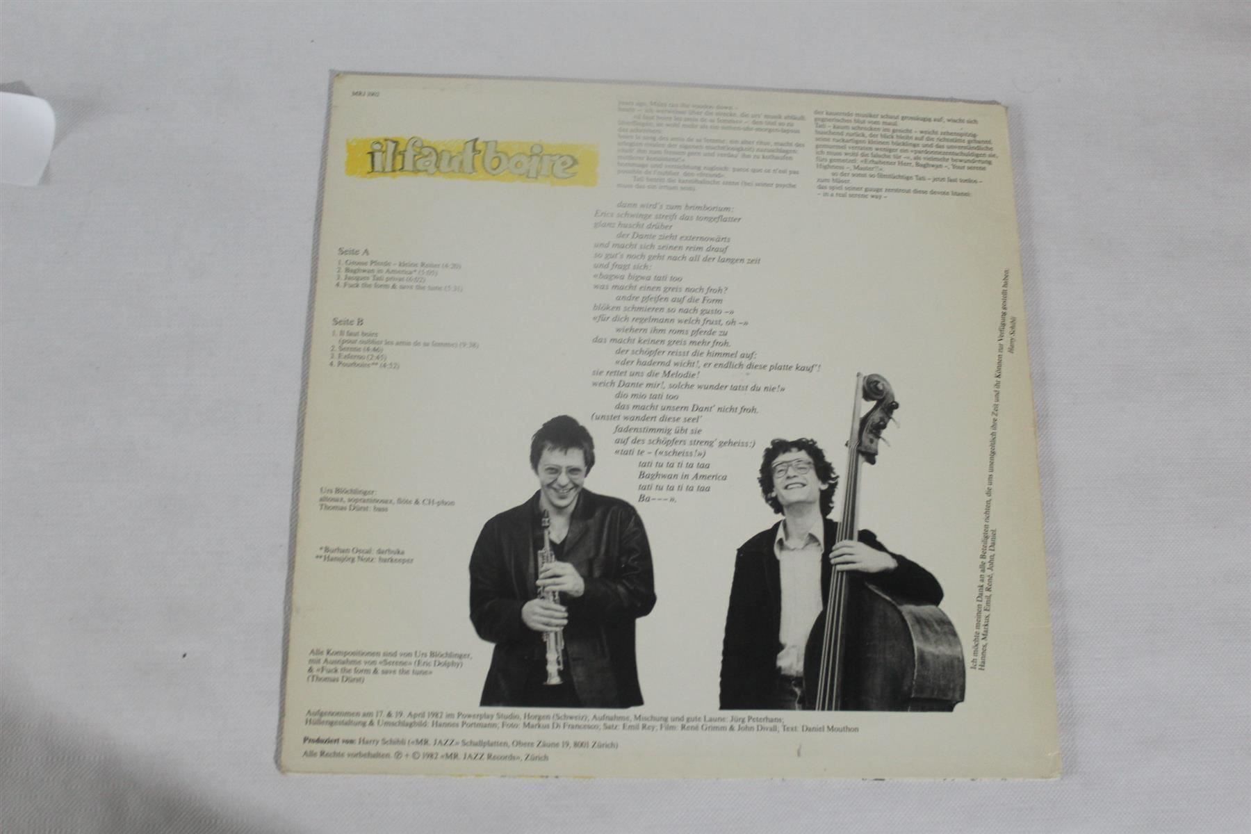 Schallplatten: URS BLÖCHLINGER/THOMAS DÜRST: Il Faut B. – Gebraucht aus Bern von vinyl-heaven 4