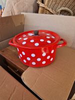Emaille Topf rot mit weissen Punkten guter Zustand