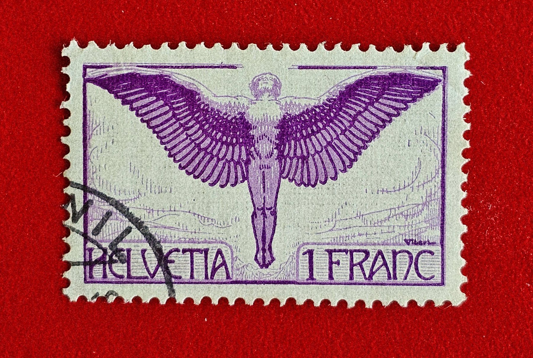 Tutti i francobolli: FLUGPOST 12 Z GERIFFELTER IKARUS 1933 – Usato da Düdingen venduto da Quartierstrasse
