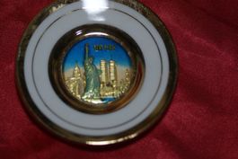 (BB) Kleiner Teller New York mit GOLD! D=8cm