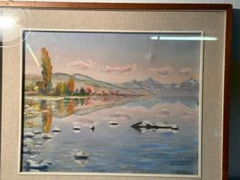 Le Lac de Genève Tableau  Huile sur toile signée
