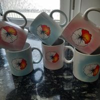 Blumen Tasse, Keramik Tasse, Kaffeetasse, Tee Tasse Set!