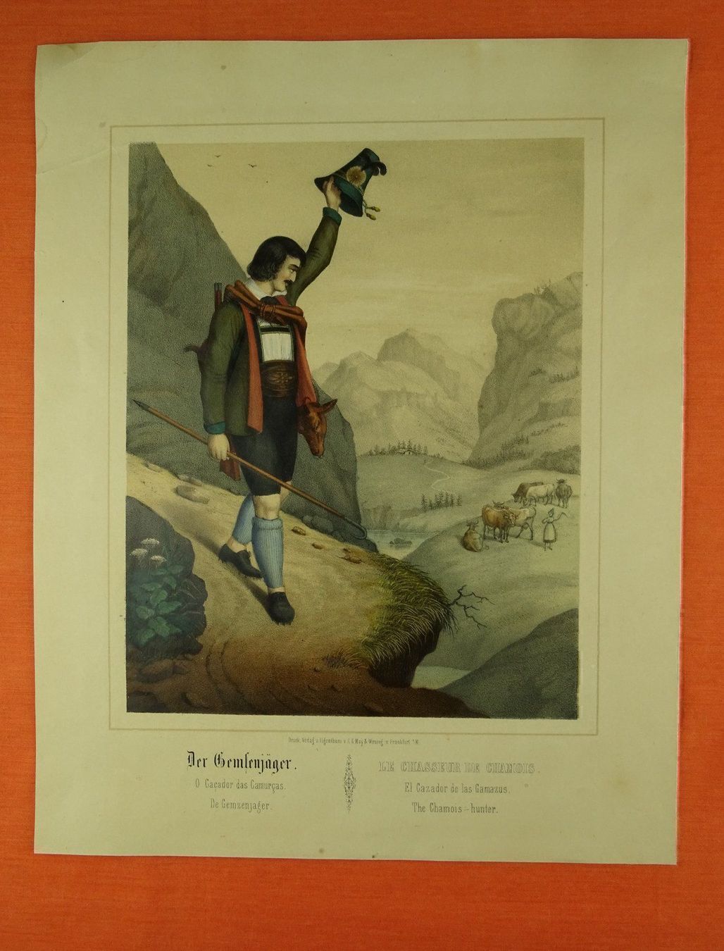 Grafica & Litografie: GEMSENJÄGER LITHOGRAPHIE UM 1860 – Usato da Grüningen venduto da Kartensammler