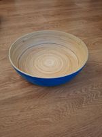 Schöne Holzschale mit blauem Rand, XL