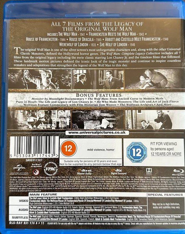 Tutti i DVDs: The Wolf Man Collection Blu-ray - 7 Filme – Usato da Beringen venduto da Mantafisch1 1