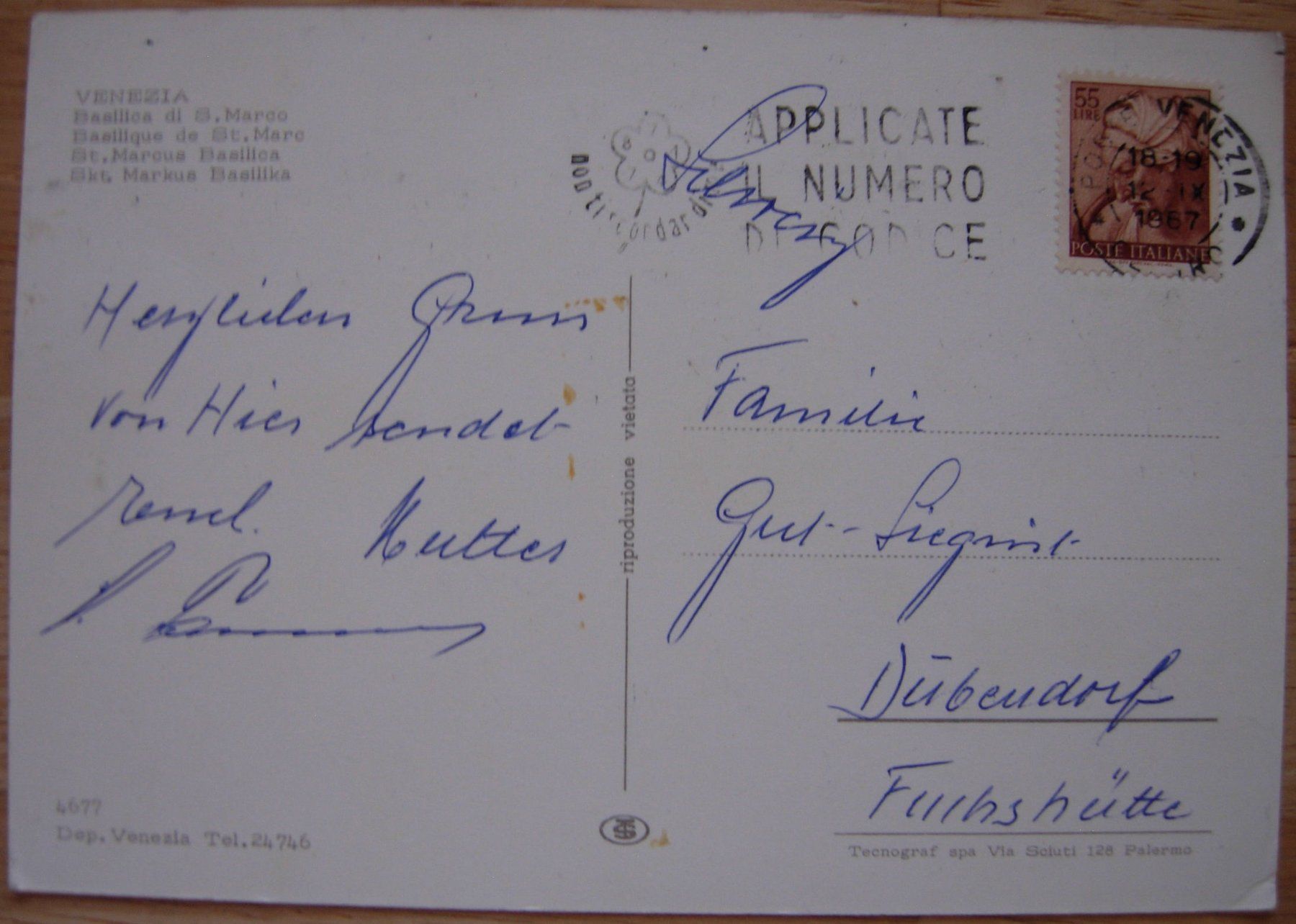 Cartoline postali: Ansichtskarte - Markusplatz und Dom von Venedig – Usato da Dübendorf venduto da rumpumpel 2