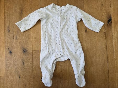 Schlafanzug, Pyjama Gr. 68, warm, Frottee Fleece, weiss