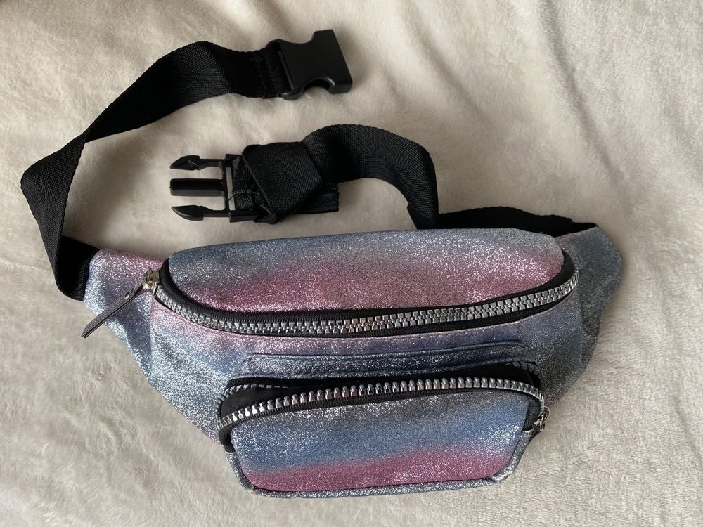 Beaupretty Mini Bauchtasche Damen - Herz Perlen Kette, Verstellbar, Punk Style