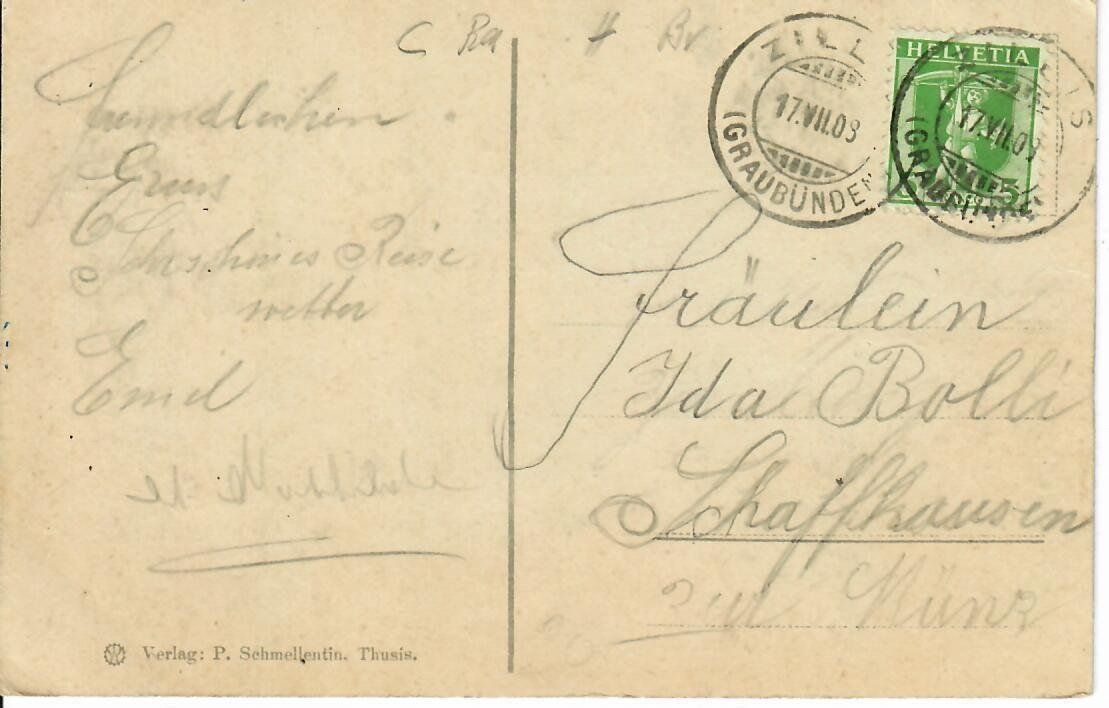 Cartoline postali: Thusis – Usato da Hochdorf venduto da Ziegel-16 1
