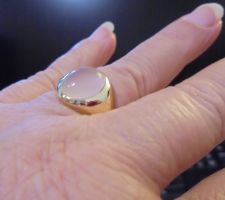 Echtschmuck: Sawar-Rosenquarz-Silberring 925er Grösse 53/17