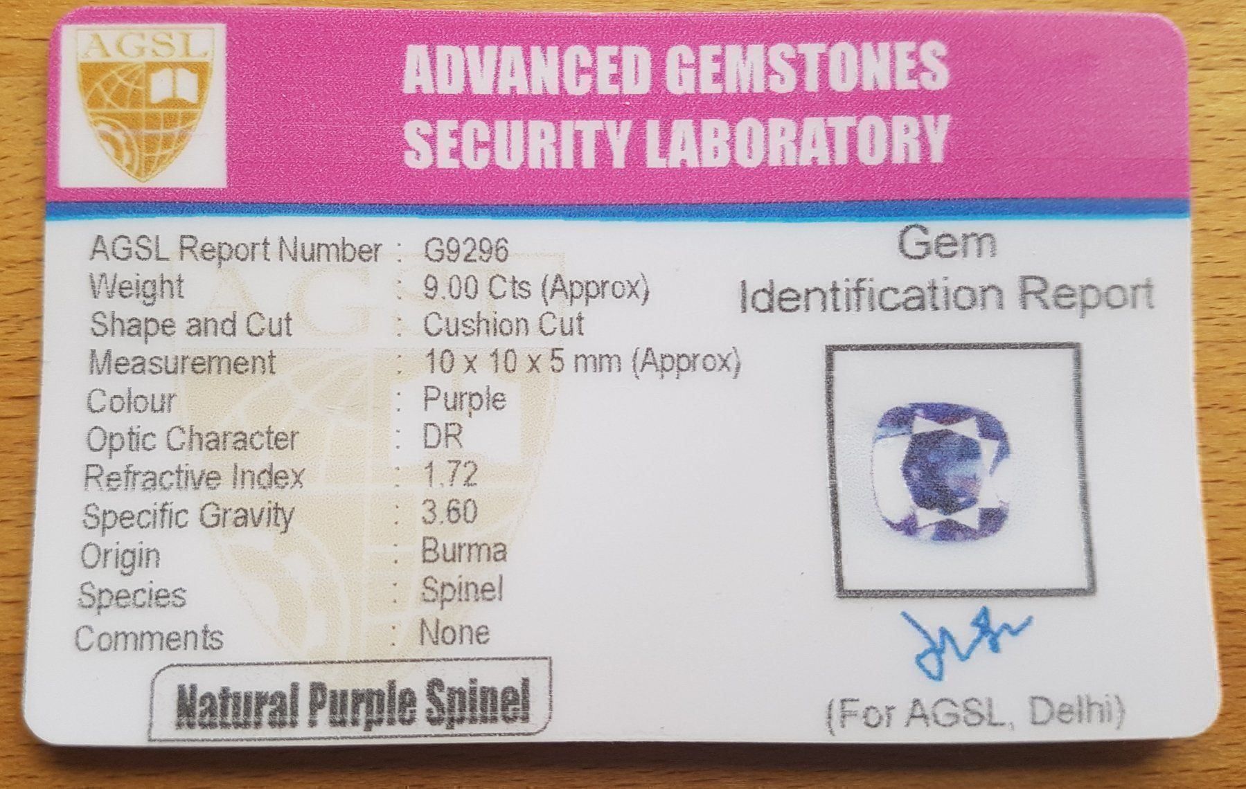 Pietre preziose: Spinell Cushion 9.0ct Violett Lab LGS – Nuovo e nell'imballaggio originale da zuerich venduto da Jewlsdesign 2