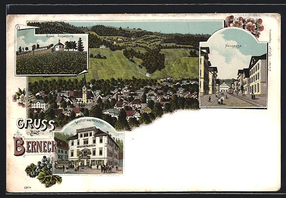 Ansichtskarten: Litho Berneck, Kirche, Neugasse, Ruine R – Gebraucht aus Berlin von bartko-reher